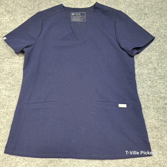 Figs Other - FIGS Casma Navy Blue V-Neck Scrub Top Technical Collection FW1100 Womens Small